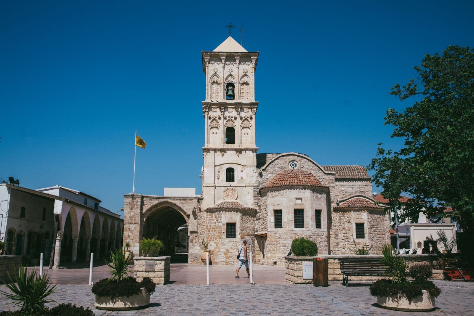 The bell tower and facade of Saint Lazarus Church in Larnaca